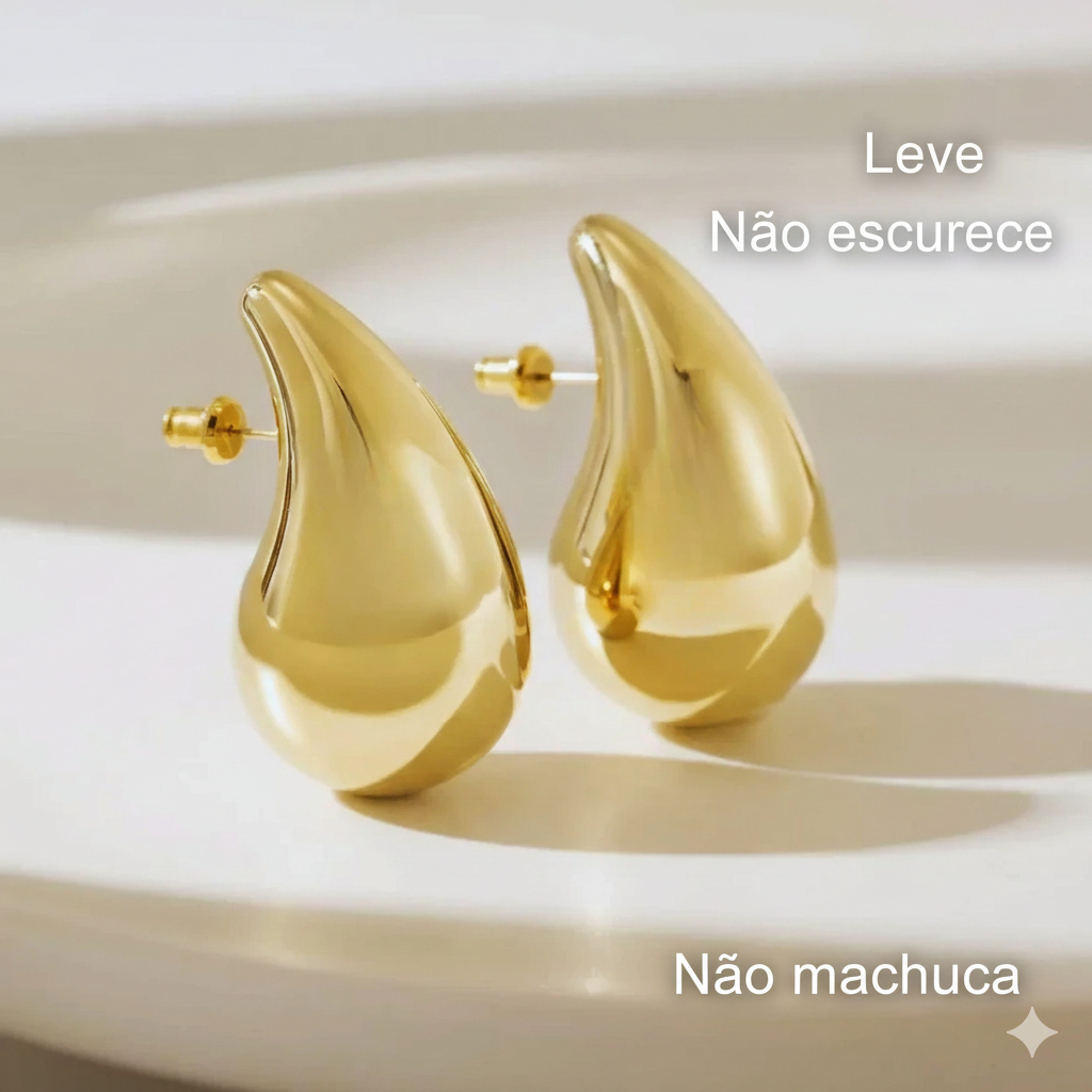 Brinco Feminino Gota D’Água Grande | Brinco Dourado ou Prata | Elegante Festa Casual em Oferta na Shopee