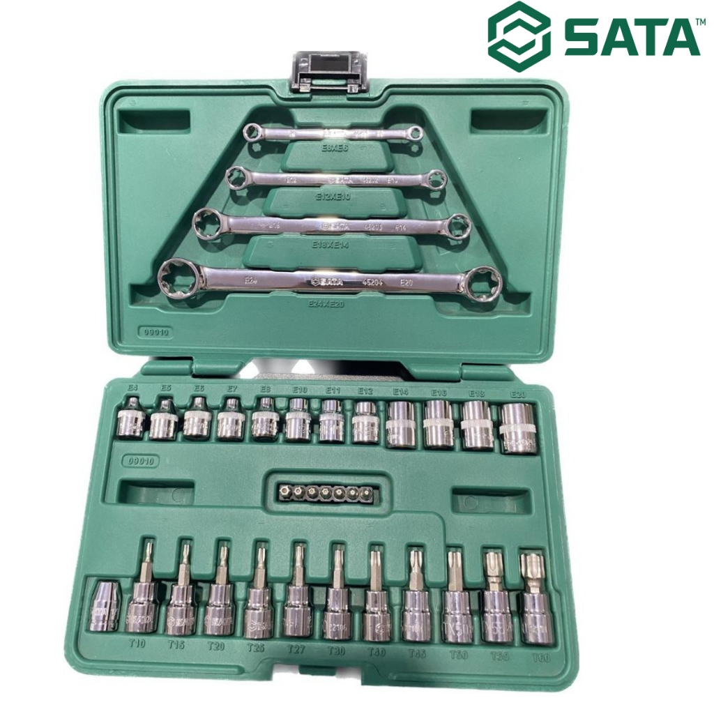 Jogo Soquete E Chave Torx 35 Peças Sata Garantia Vitalicia ST09010SJ