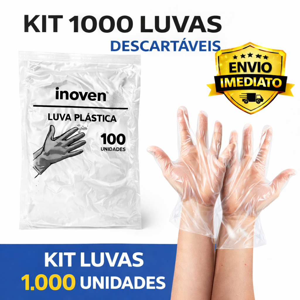 Luva Plástica Descartável Inoven  até 10000  unidades Higiene Culinária e Limpeza