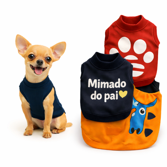 Kit 3 Roupas Pet Verão para Cachorro Leves Confortáveis Estampas Sortidas