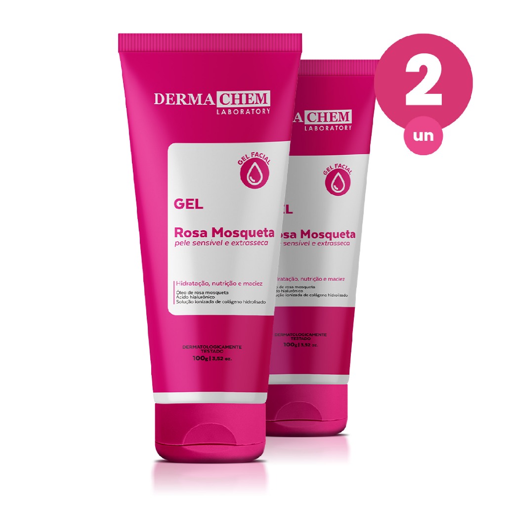 Kit 2 Gel Facial Antiressecamento Rosa Mosqueta 100g Dermachem