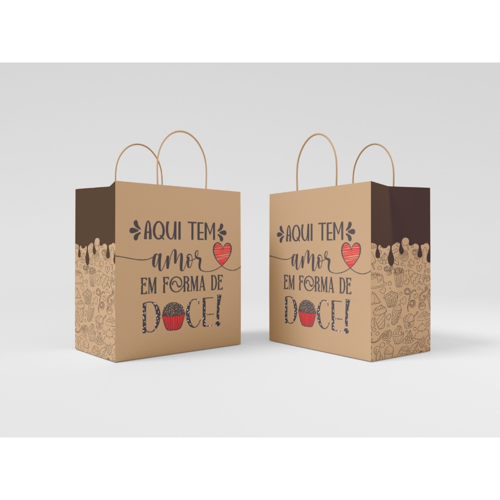 50 Sacolas de Papel Kraft Delivery Doce, Bolos, Bolos de Pote em Oferta na Shopee