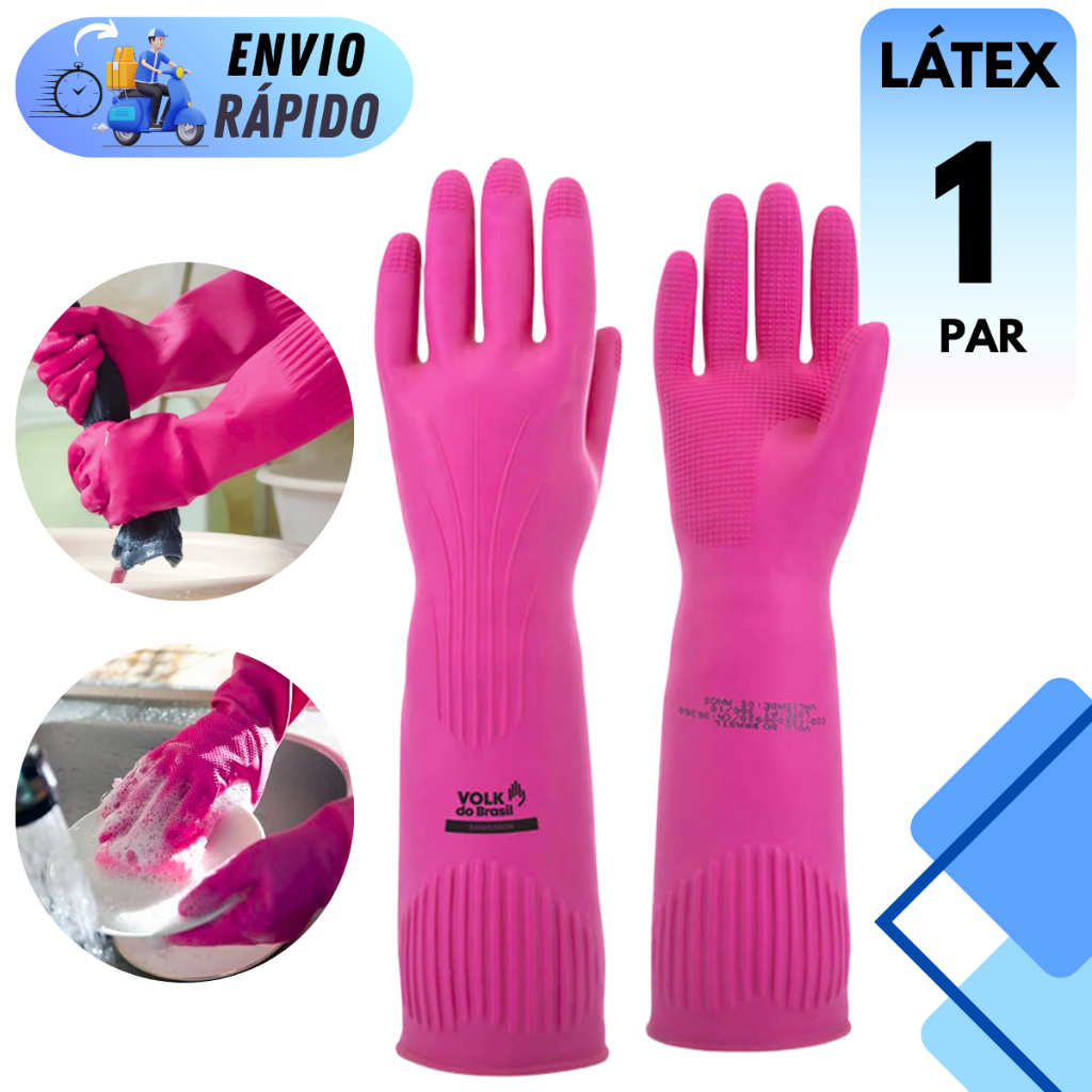 LUVA DE LATEX VOLK RANHURADA ROSA MULTIUSO IMPERMEAVEL ANTIDERRAPANTE PARA COZINHA LIMPEZA LOUÇA em Oferta na Shopee