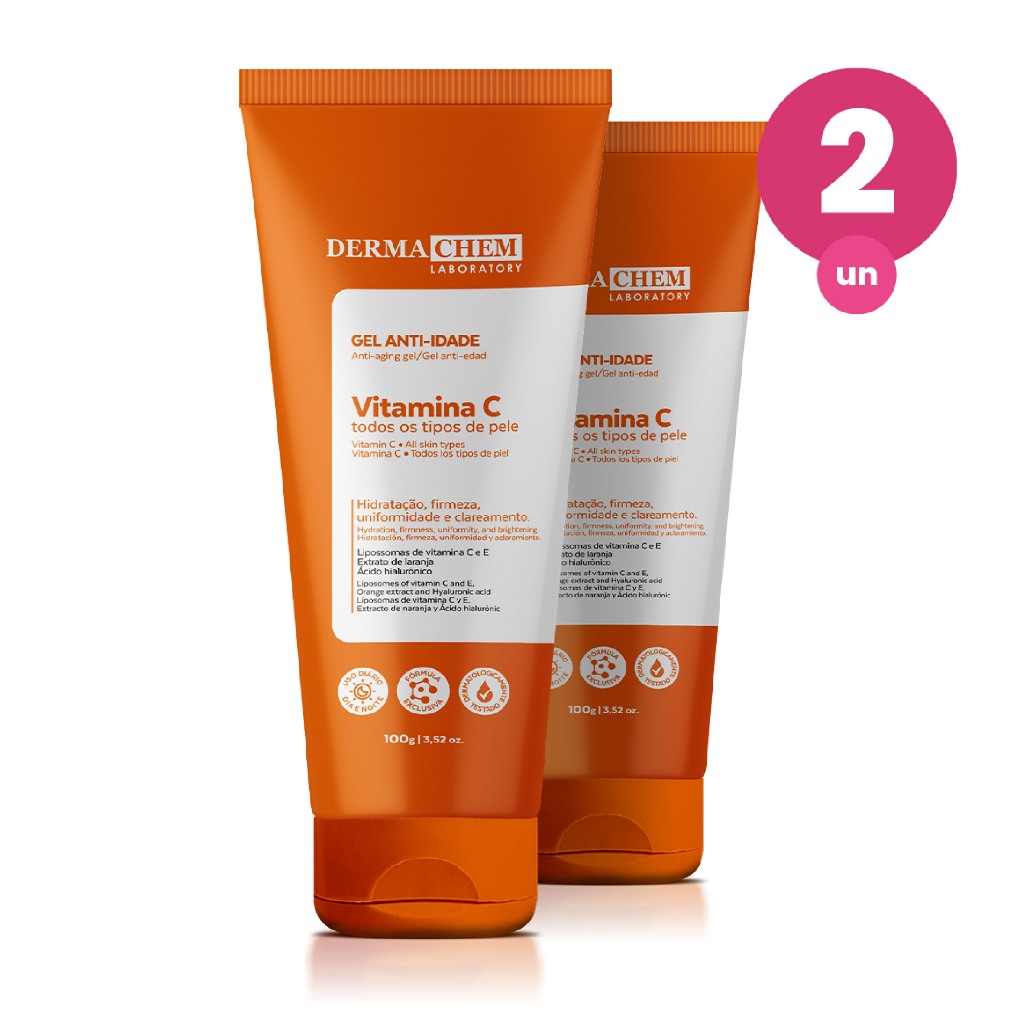 Kit 2 Gel Facial Anti Idade Vitamina C 100ml Dermachem