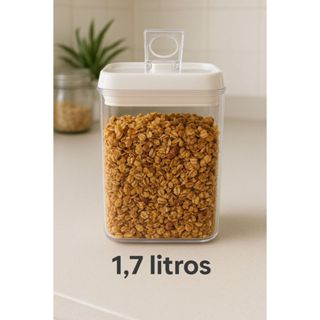 Potes Herméticos em Acrílico Cristal para Cozinha Empilhável Organizador para Mantimentos 1,7L em Oferta na Shopee