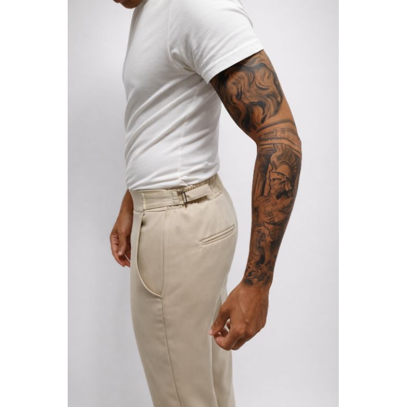 Calça alfaiataria masculina com ajuste lateral Coreano