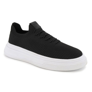 Sapatênis Masculino Casual Knit Meia Preto Esportivo Estiloso, Com Elástico Palmilha Ortopédica