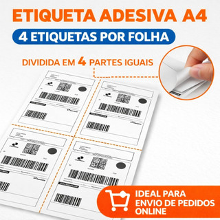 Etiqueta De Envio 4 Etiquetas Por Folha Papel Adesivo A4 Branco Fosco 100
