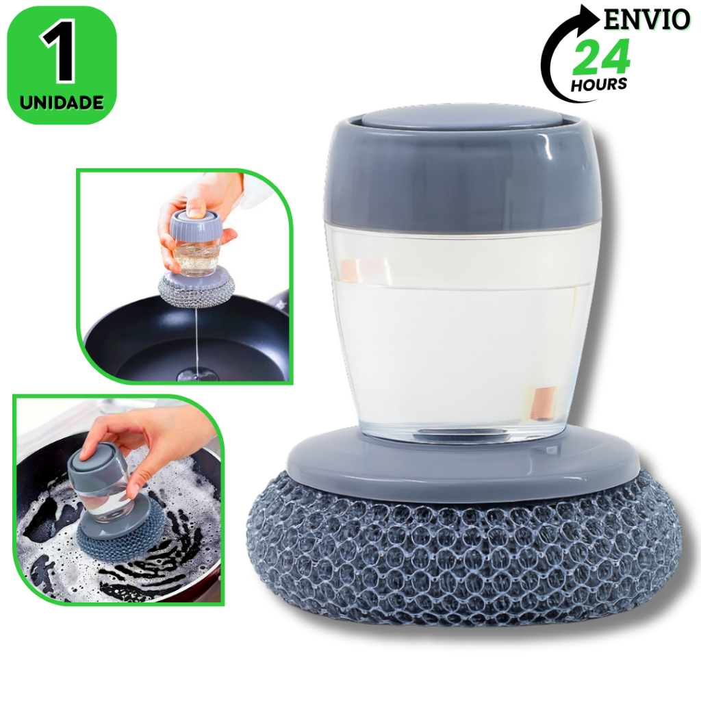 KIT 1 Esponja de Aço para Louça e Panela com Dispenser de Detergente – Limpeza para Cozinha e Fogão em Oferta na Shopee