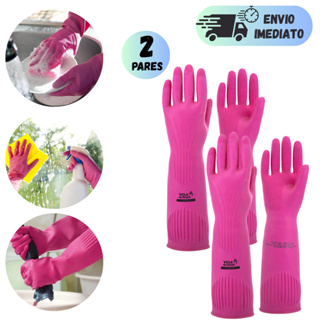 KIT 2 OU 1 PAR LUVA DE LATEX VOLK RANHURADA ROSA MULTIUSO IMPERMEAVEL ANTIDERRAPANTE COZINHA LIMPEZA em Oferta na Shopee