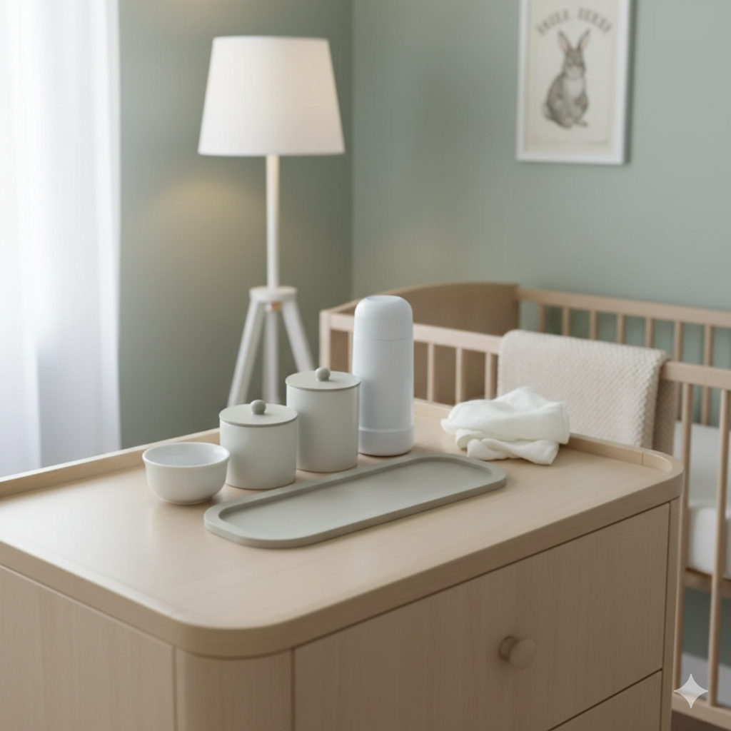 Kit Higiene Bebê Moderno Porcelana Térmica Banho Quarto Menina Menino Bancada K200