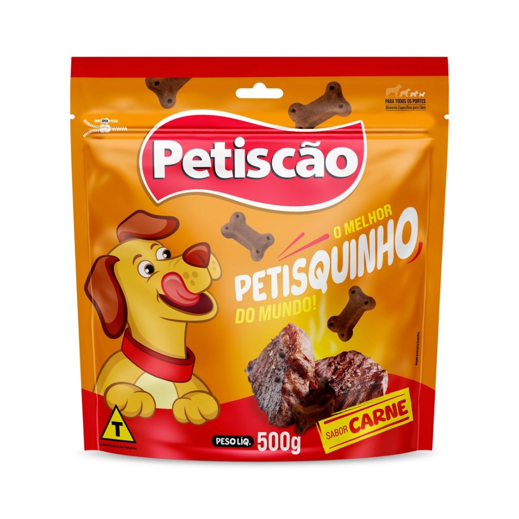 Bifinho Petiscão Mastigável Sabor Carne Formato Ossinho 500g