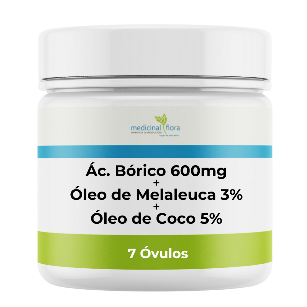 Ác. Bórico 600mg + Ol Melaleuca + Ol Coco | Higiene Íntima - 7 Óvulos