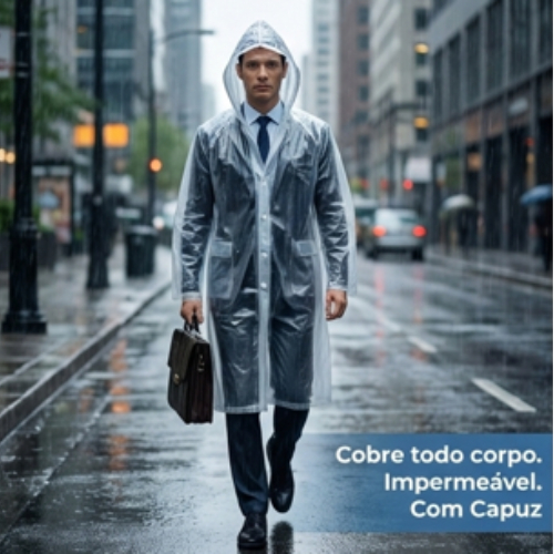 Kit Capa Chuva 1 4 10und  Dobravel Motoboy Impermeável com Capuz
