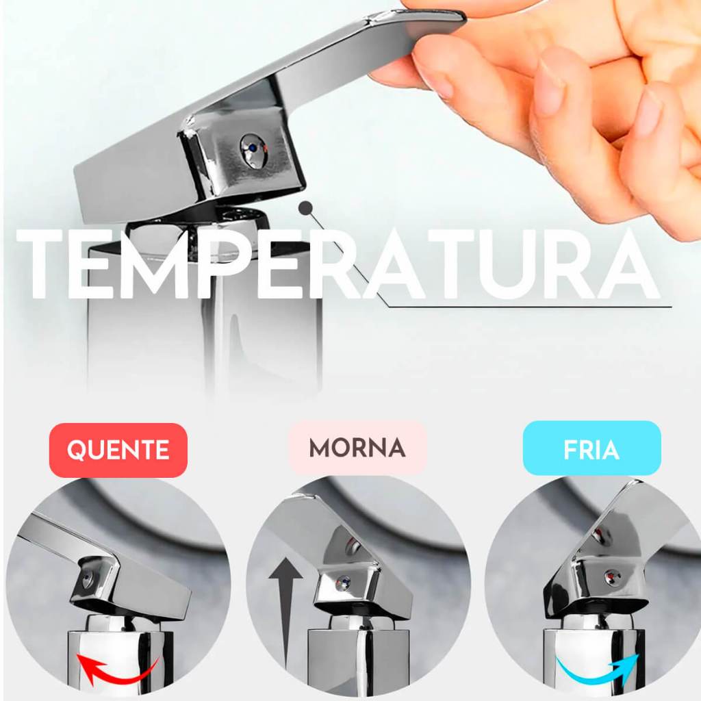 Torneira Lavatório Monocomando Misturador Aço Inox 304–Bancada 1/4 Volta Moderno para Banheiro,Área Serviço