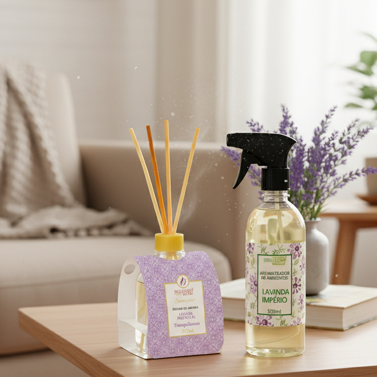 Kit Duo Aromatizador de Ambientes 500ml e Difusor de Aromas com Varetas 250ml Cherinho Perfume