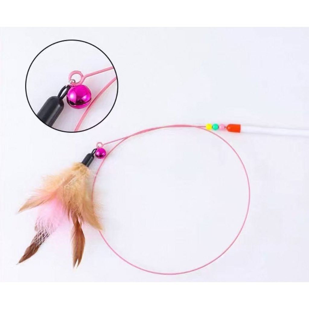 Varinha Brinquedo Interativo Para Gatos Pena Guizo Divertido
