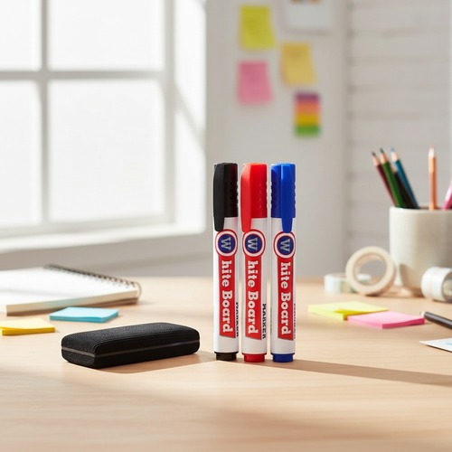 Caneta Piloto Marcador Para Quadro Branco Kit 3 Canetão Azul Vermelho Preto + Apagador em Oferta na Shopee