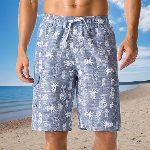 Bermuda calção de banho masculino de secagem rápida com estampa