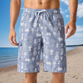 Bermuda calção de banho masculino de secagem rápida com estampa