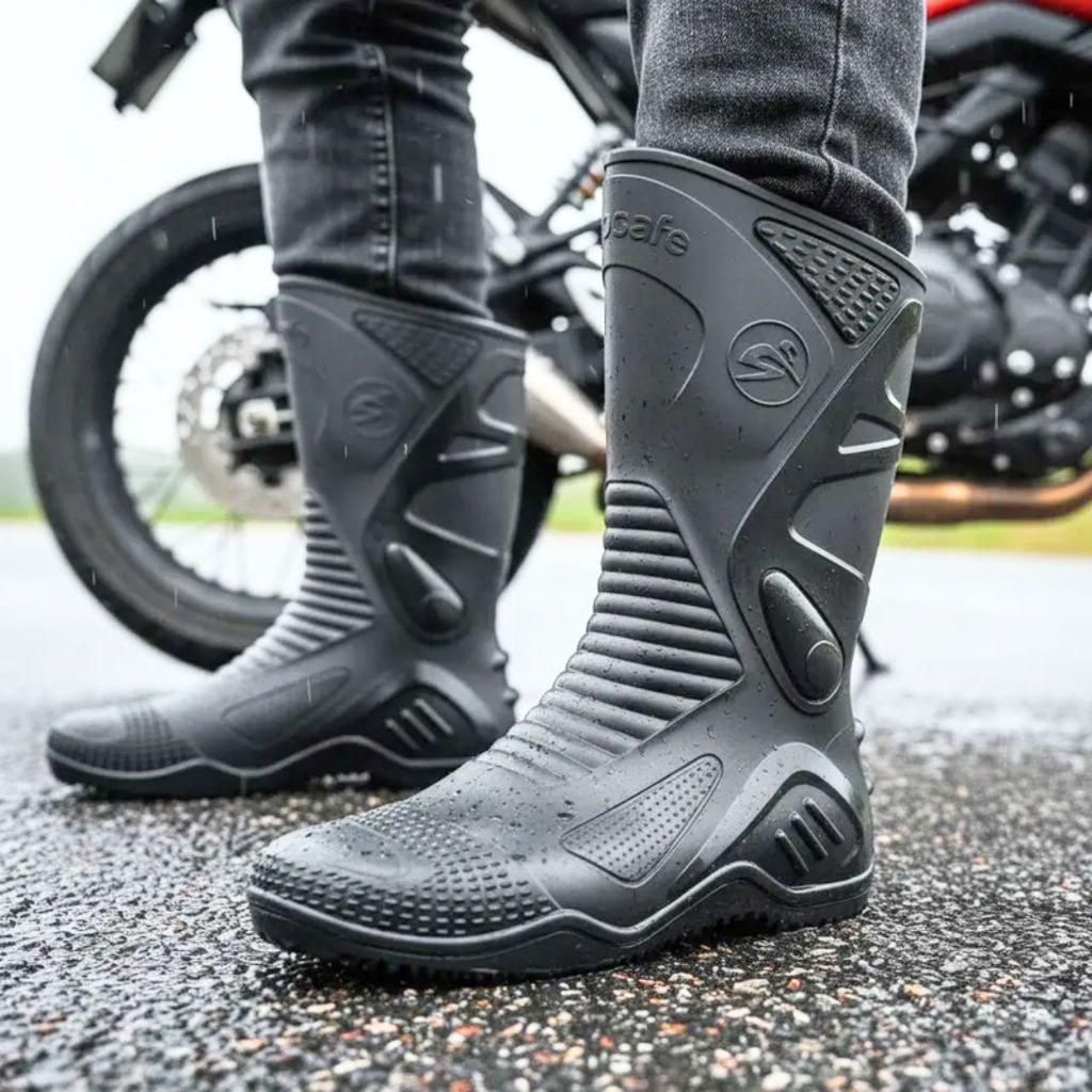 Bota Impermeável Pvc Motoqueiro Cano Alto para Chuva Motosafe em Oferta na Shopee