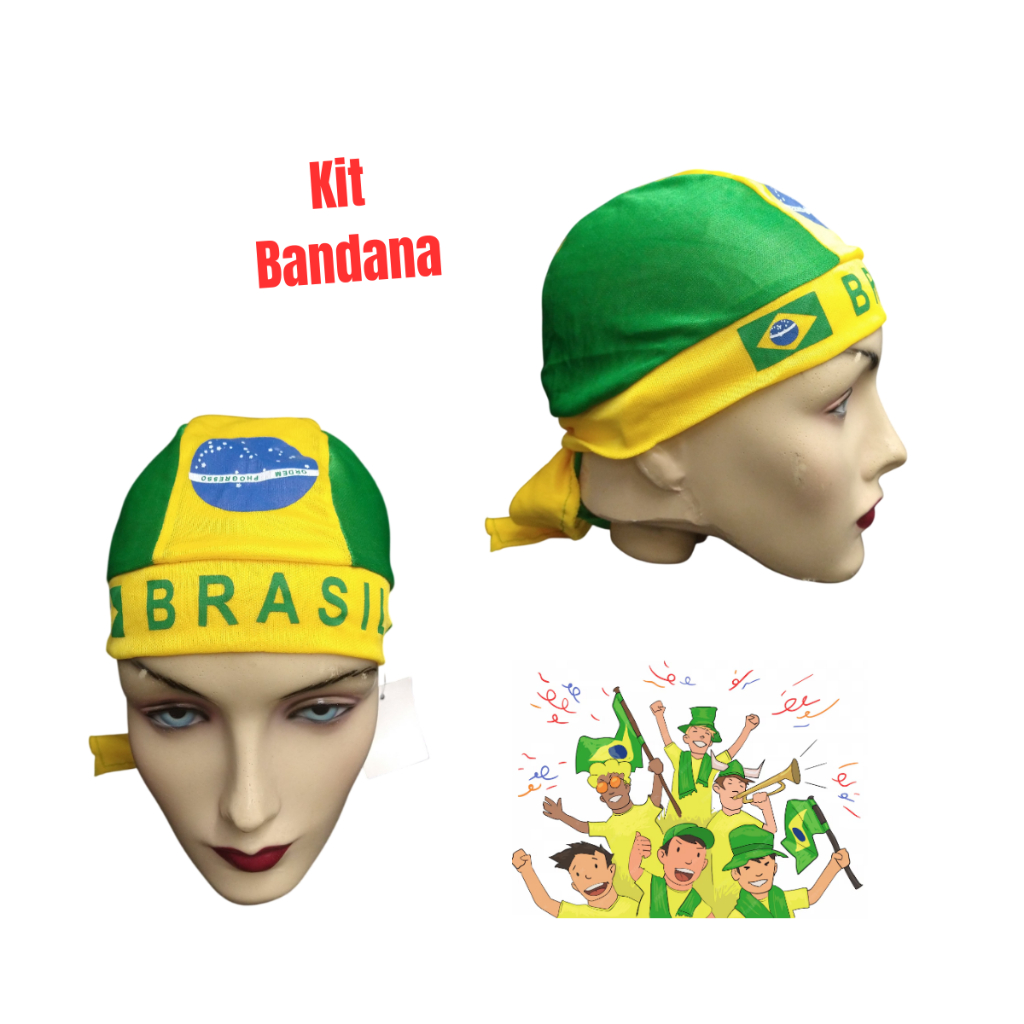 Bandana Brasil  Premium Tecido Lembrancinha Copa Do Mundo