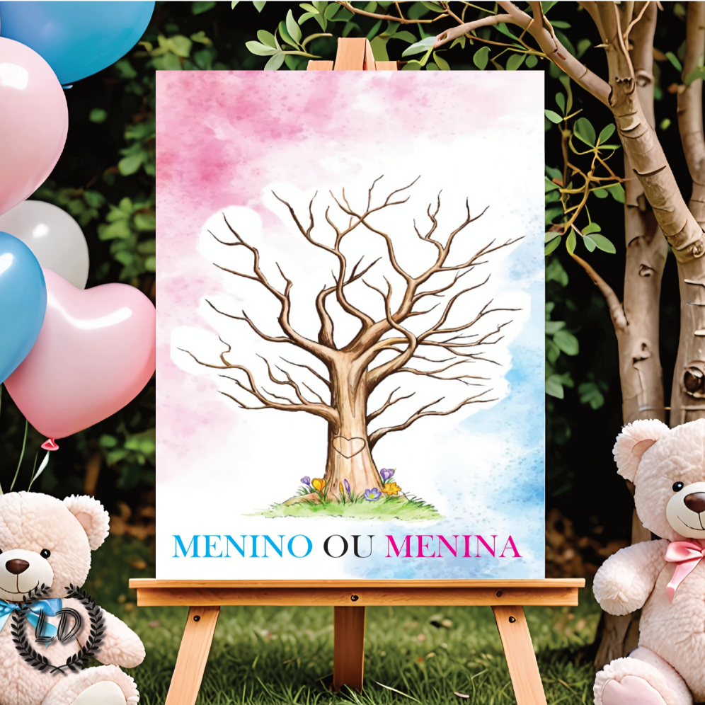 Placa Recepção Chá Revelação Árvore Digitais Assinaturas Personalizado em Oferta na Shopee