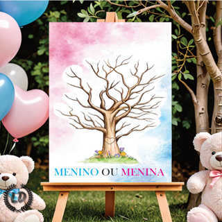 Placa Recepção Chá Revelação Árvore Digitais Assinaturas Personalizado em Oferta na Shopee