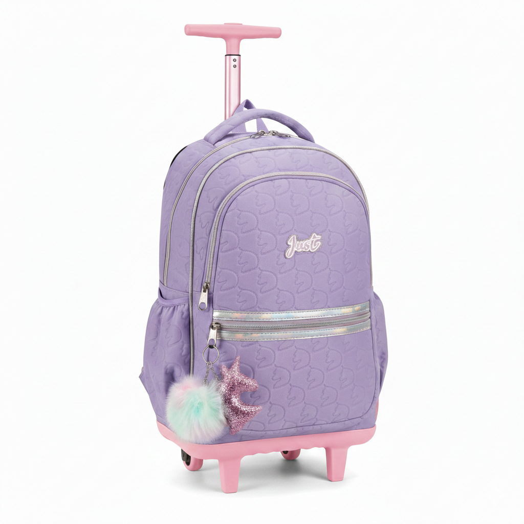 Mochila Carrinho Escolar Grande Juvenil Feminina com Chaveiro Unicornio Pompom em Oferta na Shopee