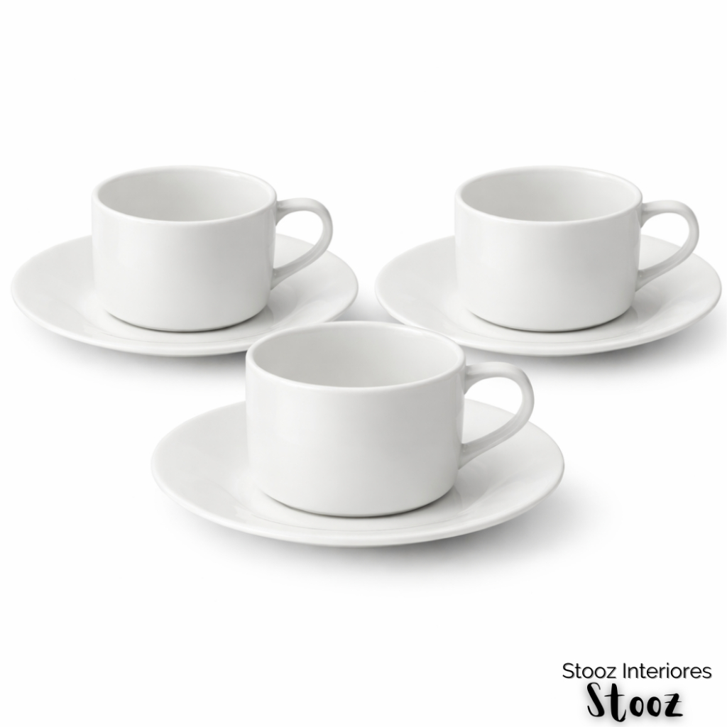 Conjunto 2 4 ou 6 Xícaras Cerâmica com Pires 180ml Branco cafe cha em Oferta na Shopee