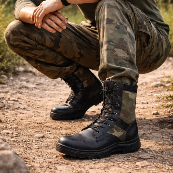 Bota Militar Exercito Tática Camuflada Resistente Com Zíper Ajustável