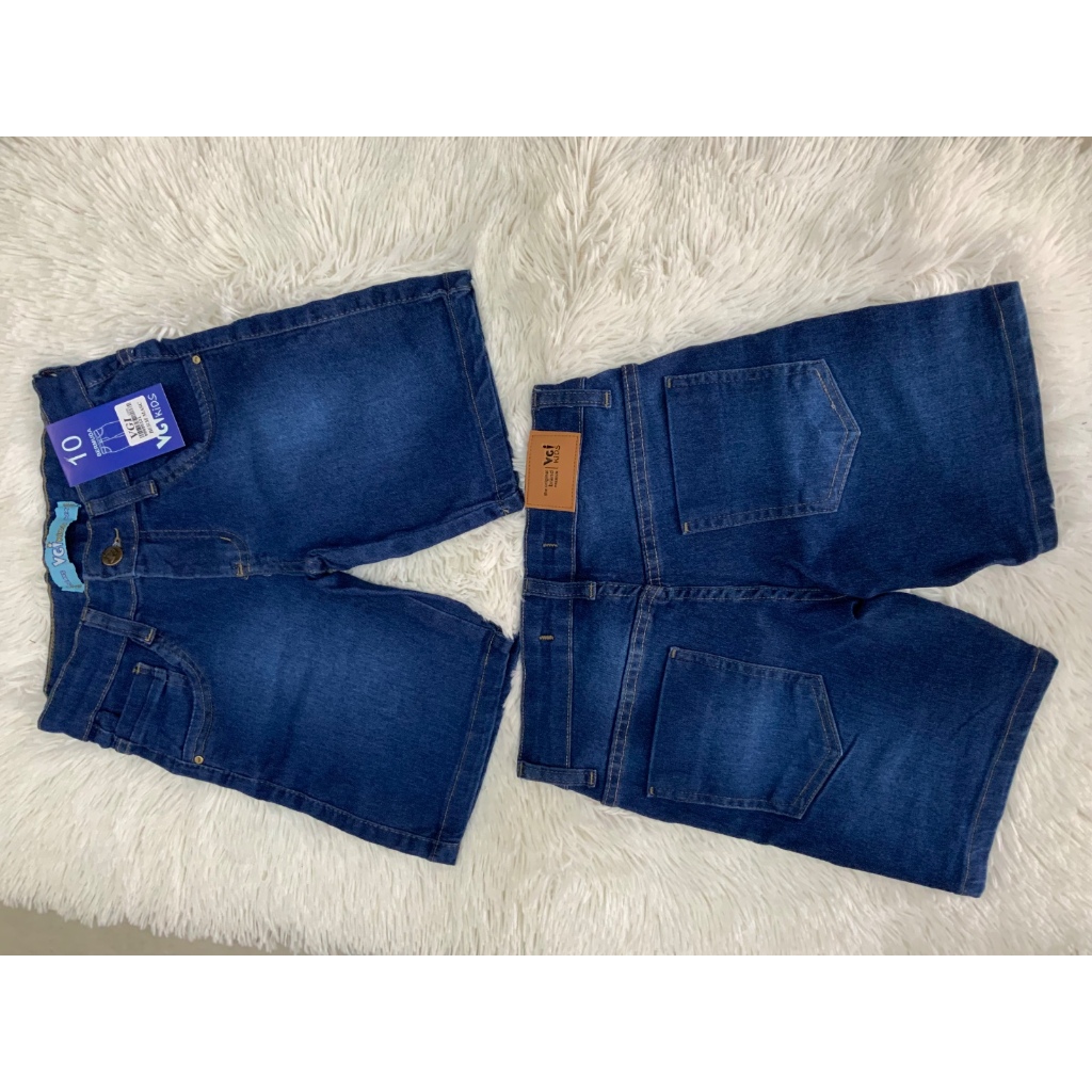 Bermuda Jeans Masculina Infantil Juvenil Elastano Versátil