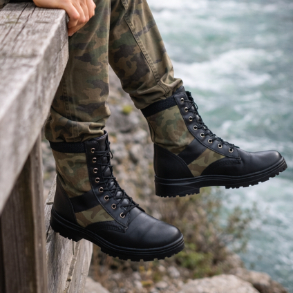 Bota Exercito Camuflada Coturno Couro Militar Masculina para Motociclista Estilo e Durabilidade em Oferta na Shopee