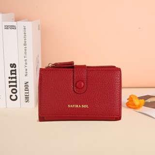 Carteira Curta Cor Sólida Vintage , Porta Moedas Bifold Portátil Cartões De Crédito Feminino CR037