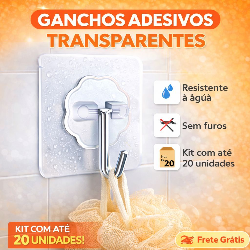 Kit Gancho Adesivo Multiuso 1/5/10/15/20 Peças Autocolante Suporte Parede, Cozinha, Banheiro, Quarto, Casa, Organização