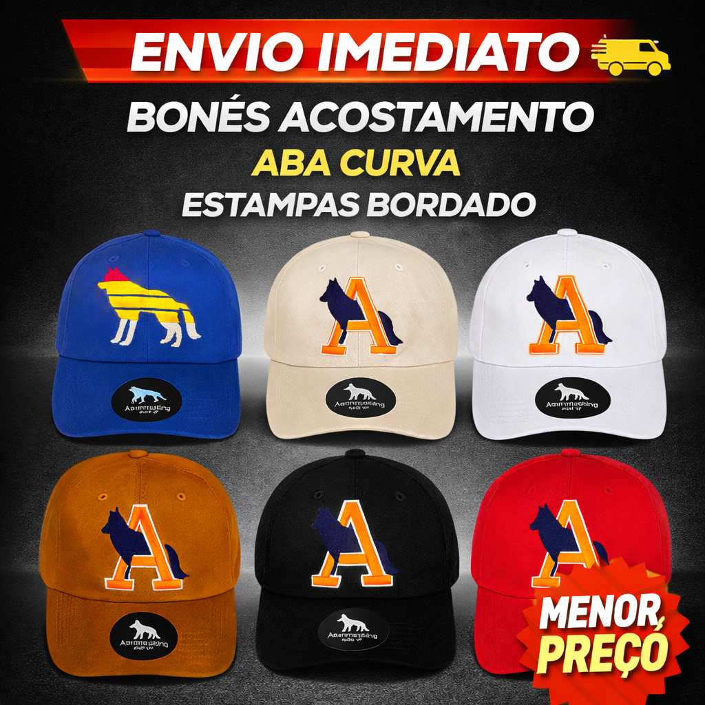 Boné Masculino Aba Reta Acostamento 100% Algodão Fecho Traseiro Simples em Oferta na Shopee