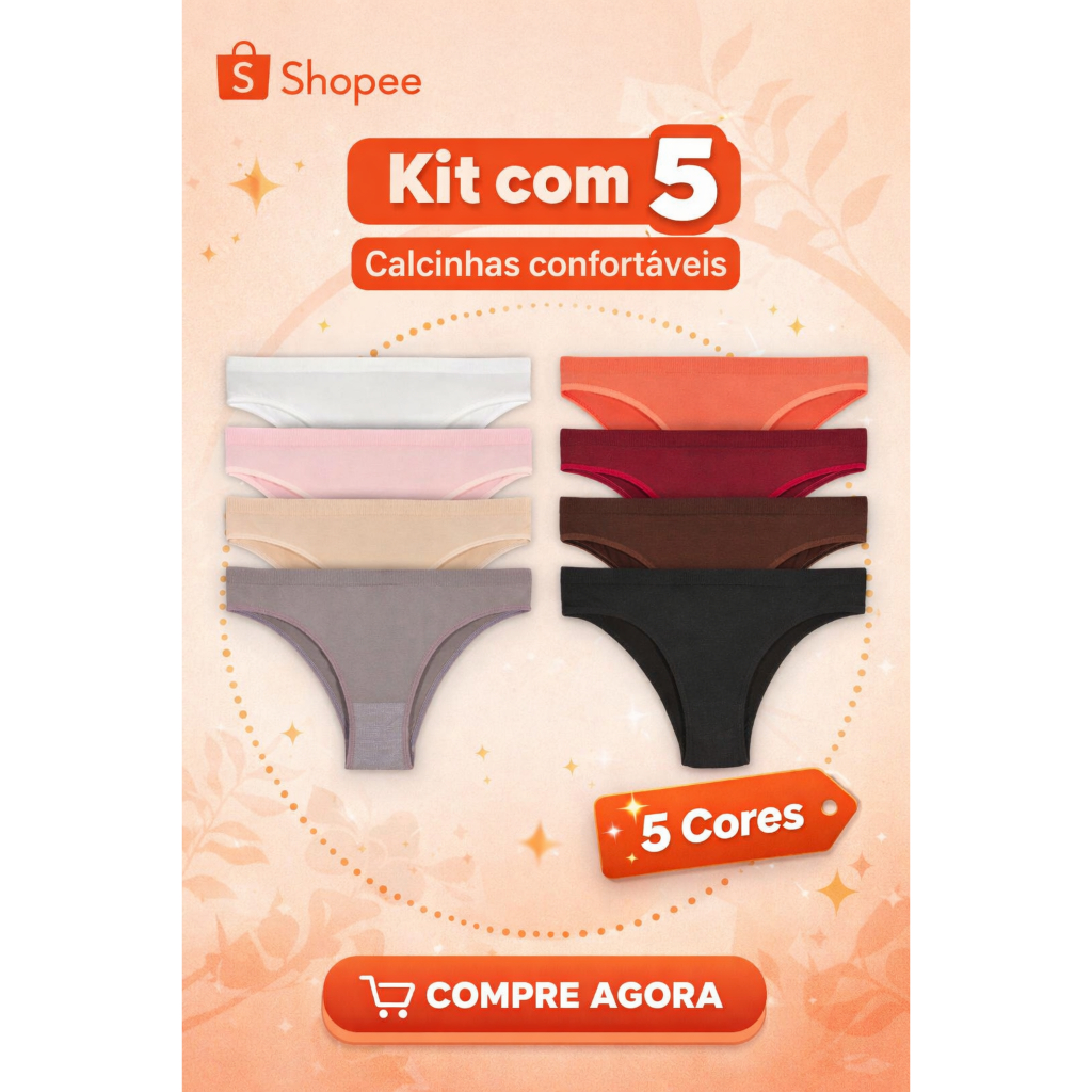 Calcinha Basic Inspiração Lupo Kit Com 5 Peças