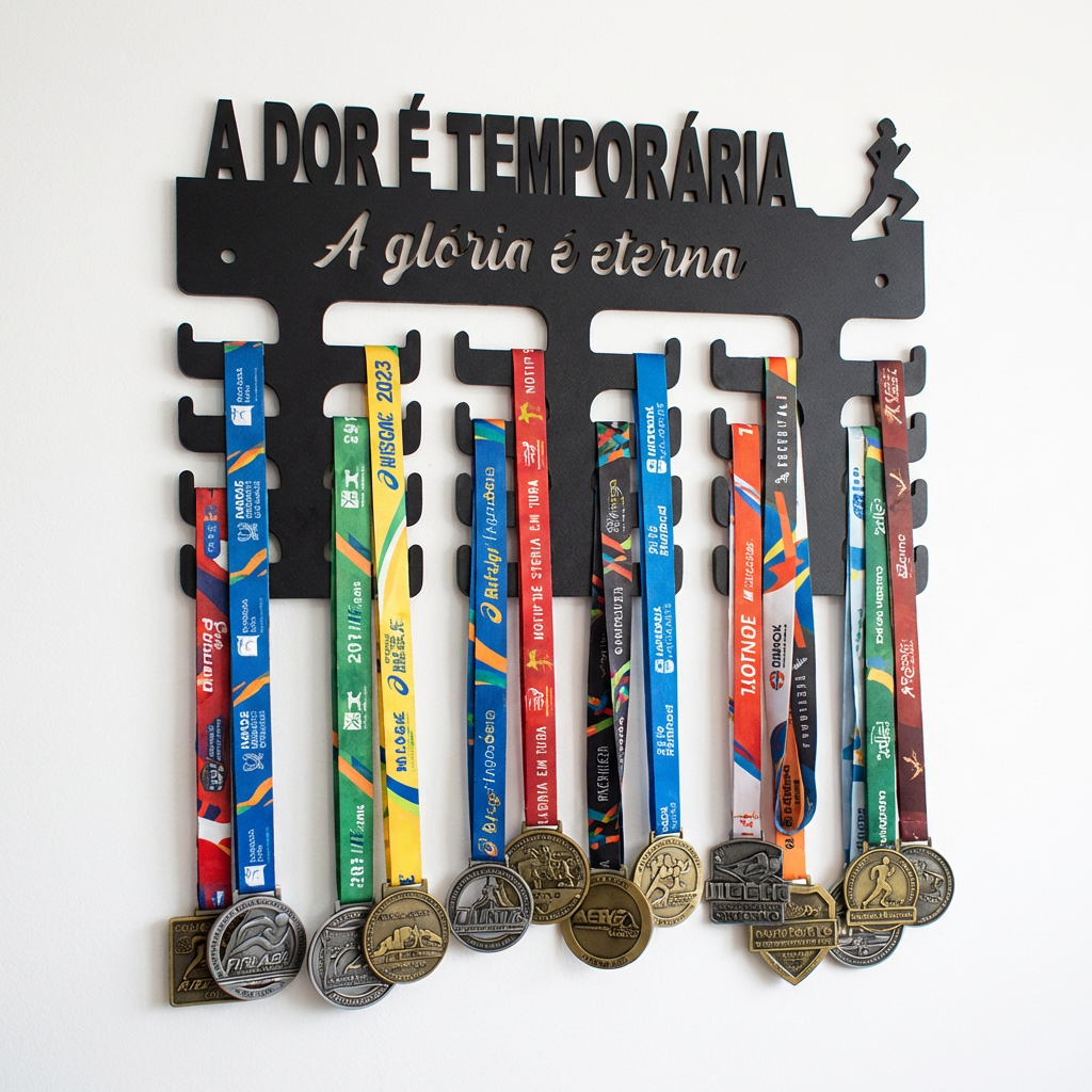 Porta Medalhas Corrida MDF Decoração de Parede A glória é eterna- Suporte Medalhas