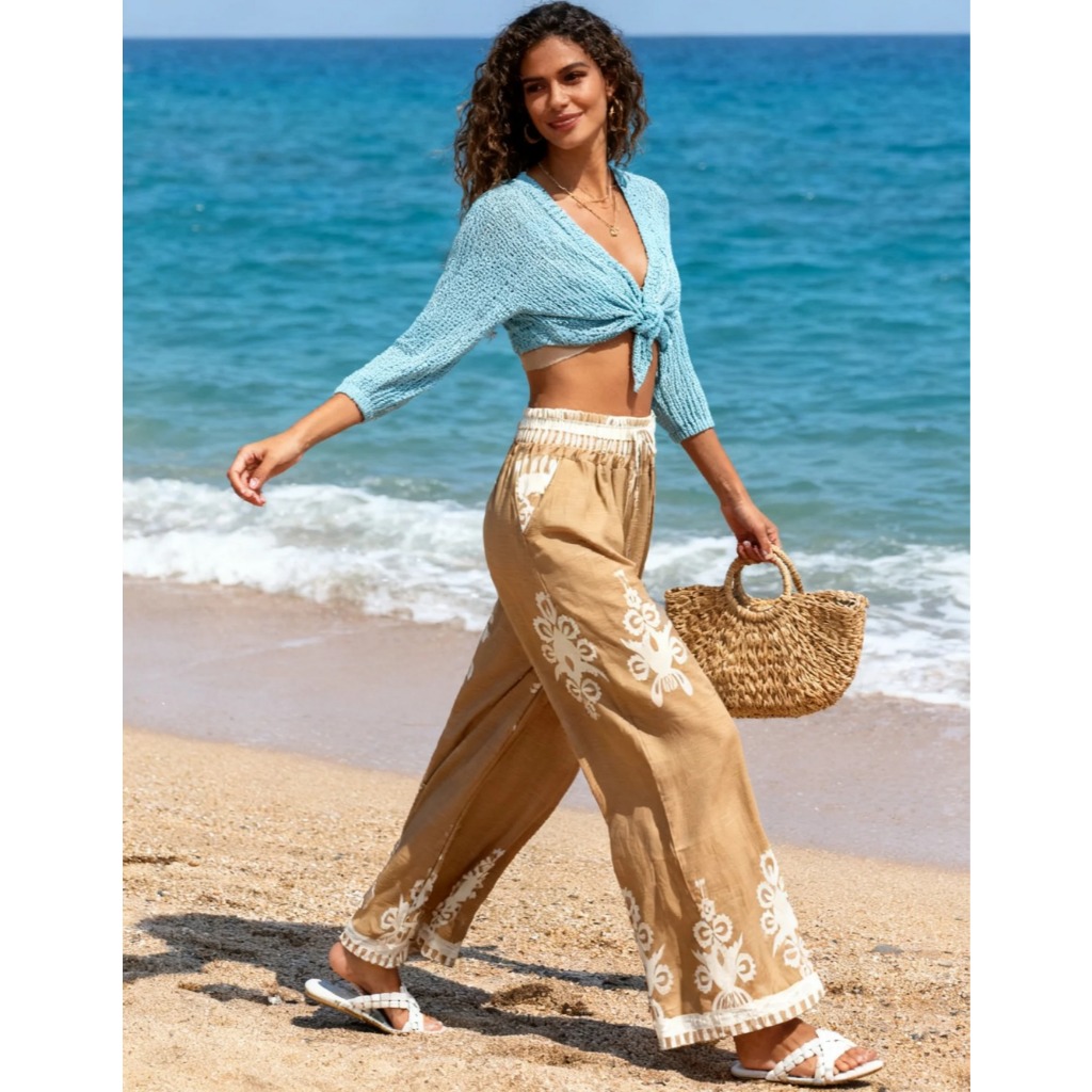 Calça Pantalona Estampada Forrado Lançamento Moda Feminina COD 150 em Oferta na Shopee