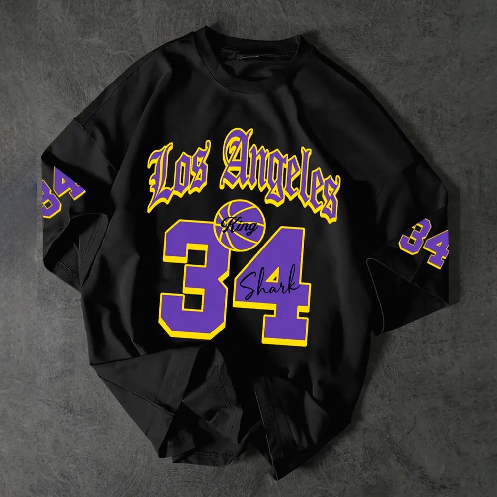 Camisa Camiseta Blusa Oversized Streetwear Los Angeles 34 Basquete Estiloso 100% Algodão