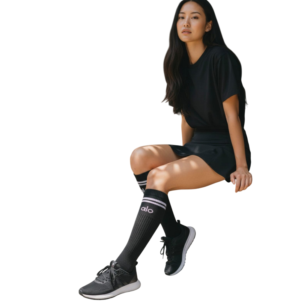 Meia Cano Alto Longo Algodão Conforto Treino Estilo em Oferta na Shopee