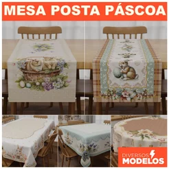 Toalha E Caminho de Mesa para Páscoa Decorativa - Vários Modelos Para Mesa Posta