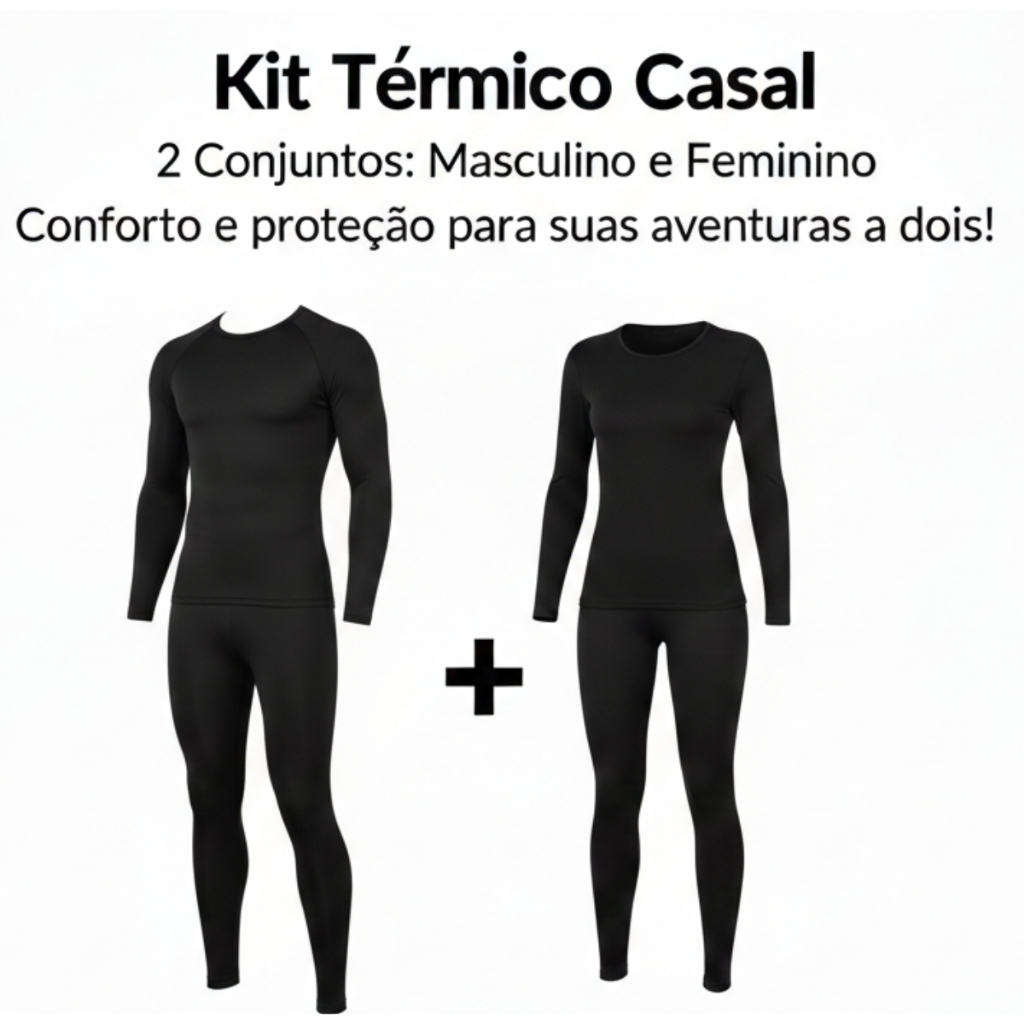 Kit 2 Conjuntos Térmicos Blusa Térmica Flanelada + Calça Térmica Flanelada Masculina e Feminina em Oferta na Shopee