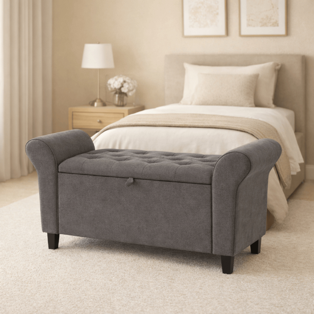 Recamier Baú Casal 90cm Recamier Estofado Pistão Baú para Quarto Solteiro Banco Aveludado em Oferta na Shopee