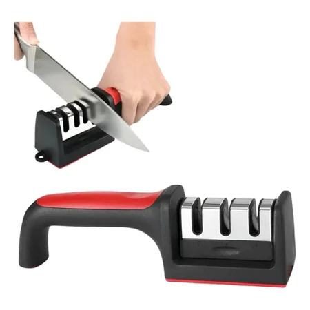 Afiador De Faca 3 Estágios Amolador Profissional Ferramenta Com Afiação Rápida Em Aço Inoxidável Promoção utensílios par em Oferta na Shopee