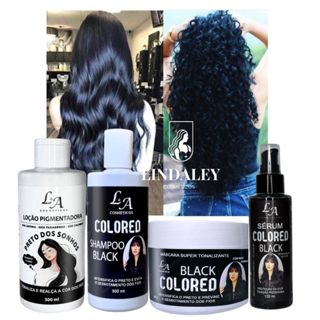 Combo Completo Tonalizante Preto Black Intenso 4 em 1 - Shampoo Condicionador Máscara e Sérum Black em Oferta na Shopee