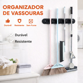 Suporte de parede para vassoura rodo e pá resistente e prático acompanha bucha e parafuso em Oferta na Shopee