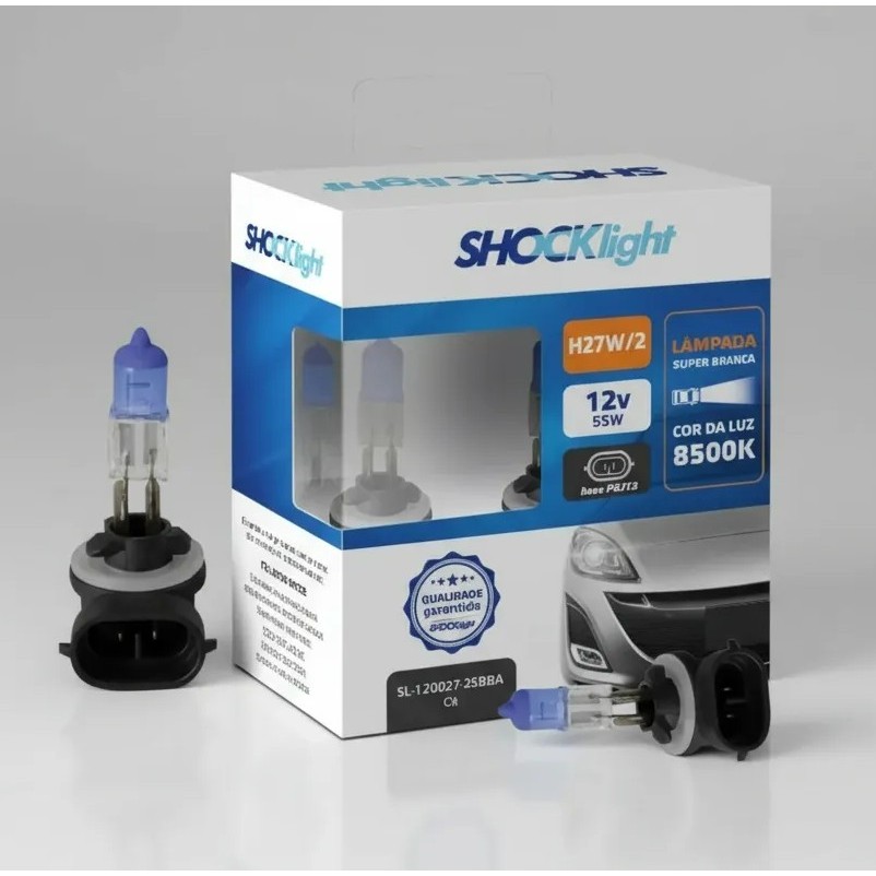 Par Lâmpadas H27w2 Super Branca Shocklight 8500k 12v 27w