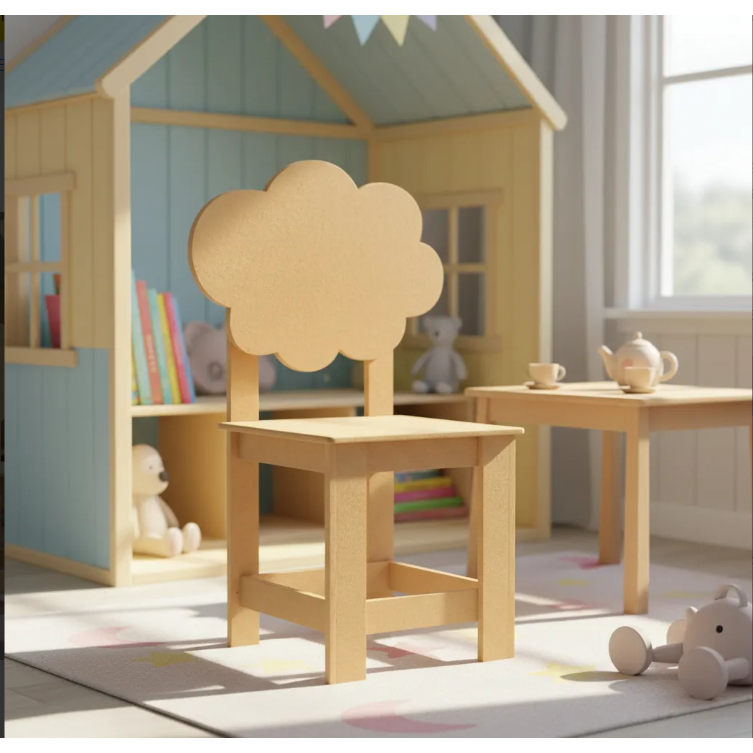 Banco Infantil Barraca Mini Banquinho Mdf Cru Super Lindo Mdf Cru Nuvem