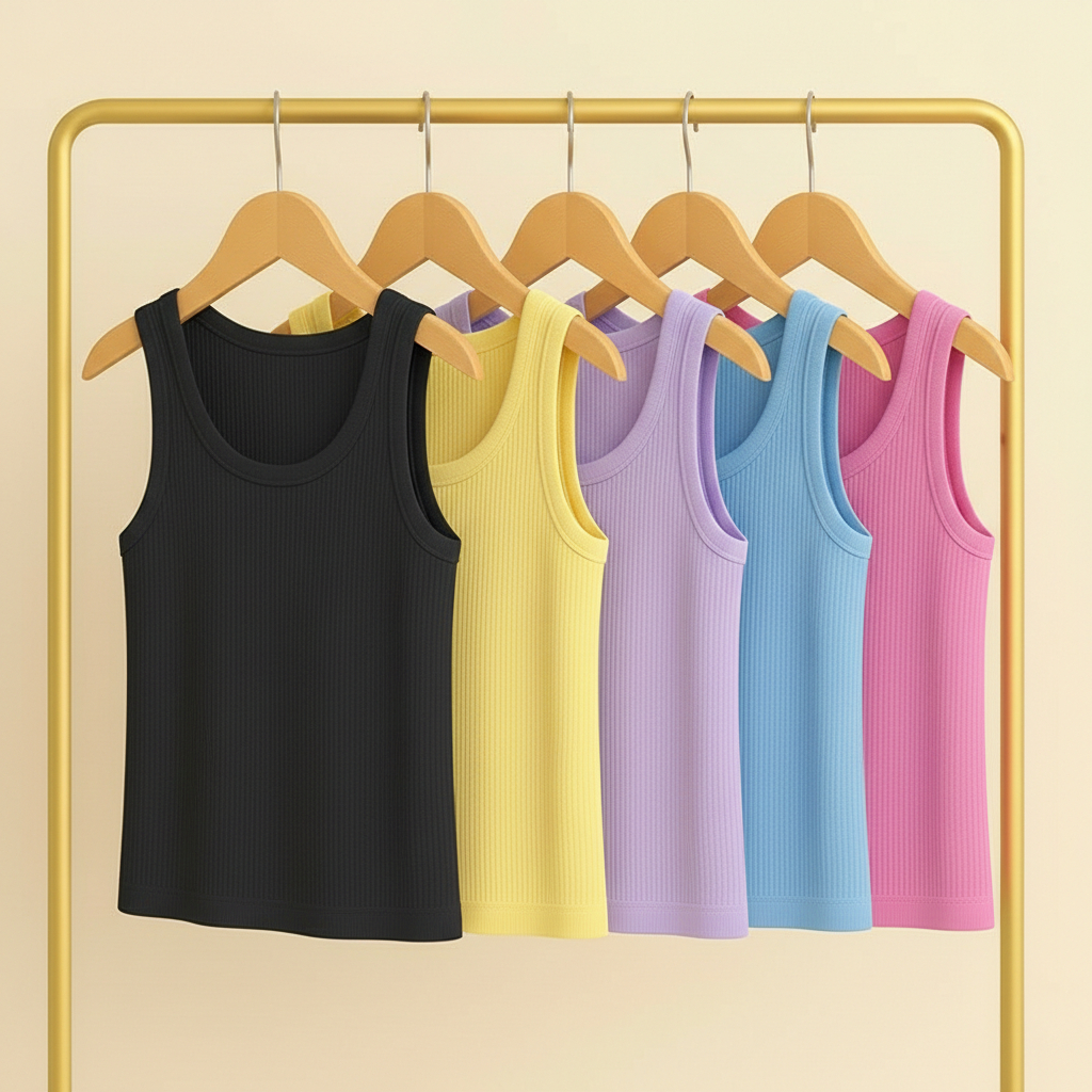 KIT 5 Regatas Caneladas Femininas | P ao GG | Material Premium em Oferta na Shopee